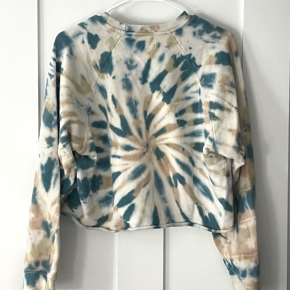 MOTHER The Loafer tie-dye crop crewneck sweatshirt size M - Picture 1 of 6